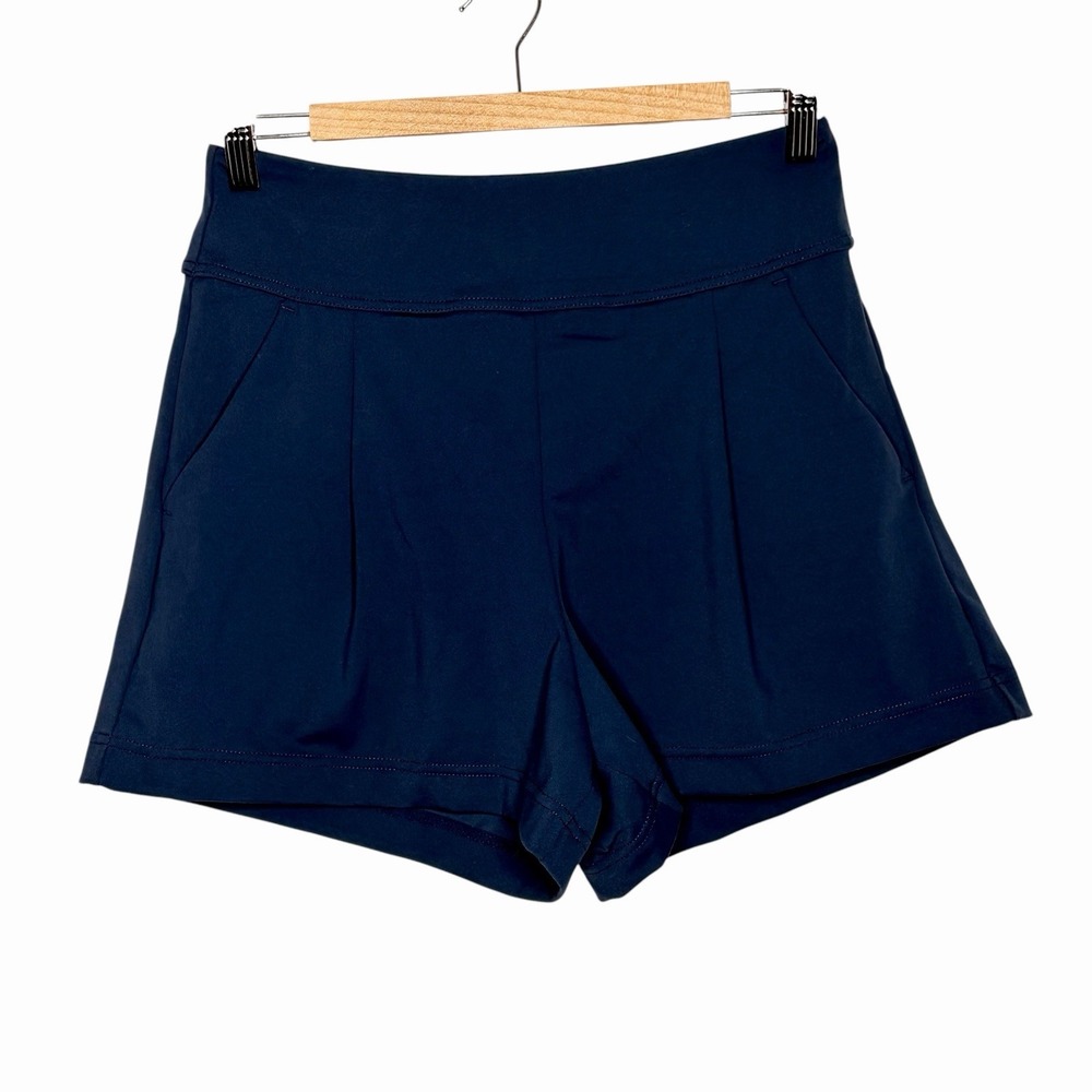 Halara DayStretch High Waisted Work Baggy Shorts 4" Navy Womens Size M Pleated